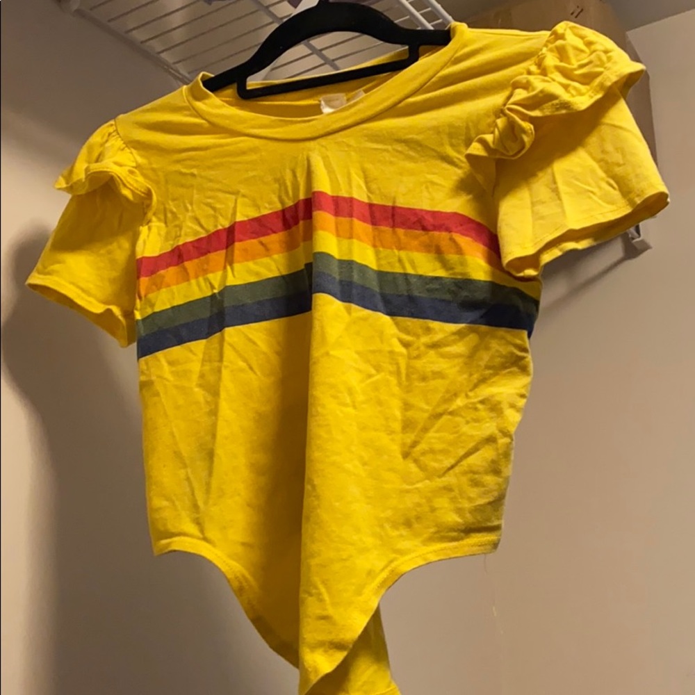 Yellow , rainbow crop top